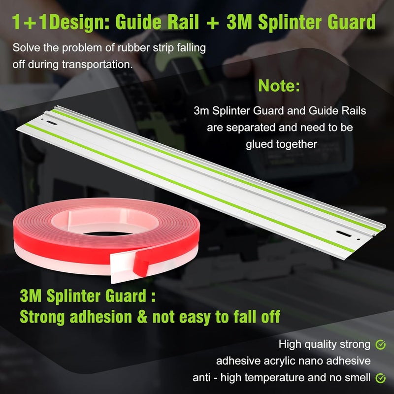 Feikeer 64in Track Saw Guide Rail for festool Track Saw, 32" x 2 Guide Rail with Connector for festool FS1400/2 Guide Rail, Perfect for festool TS55/TS75 Track Saw and Longer Cuts, 2 Year Warranty - Image 4